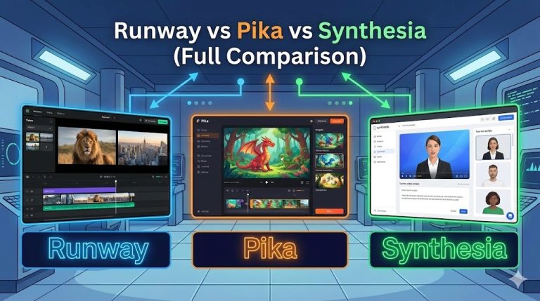 best AI video tools 2026 comparison of Runway Pika Synthesia